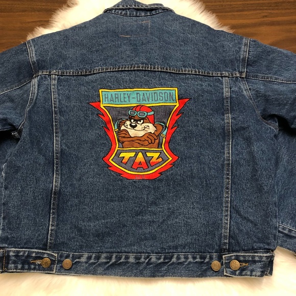 ACME CLOTHING CO Vintage Harley-Davidson ‘TAZ’ Looney Tunes Denim Jean Jacket - Picture 7 of 13